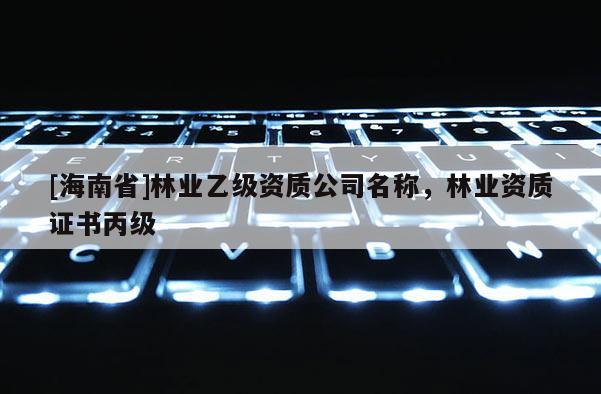 [海南省]林业乙级资质公司名称，林业资质证书丙级